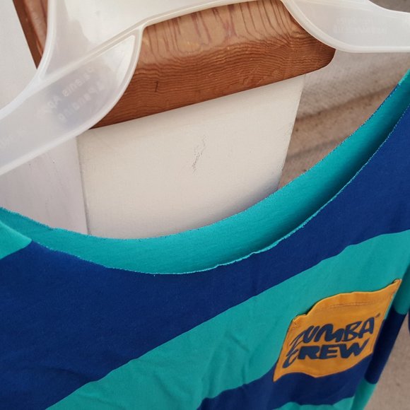 2/$20 Zumba Modified Cut Instructor Stripe Colourblock Shirt with Pocket - Picture 4 of 15